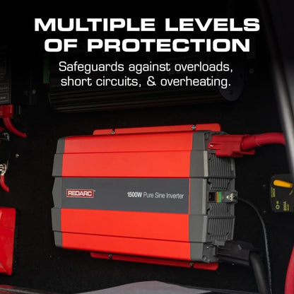 REDARC 2000W Pure Sine Wave Inverter, 12V DC to 110 / 120V AC Power Converter, Portable Power Inverter, Connects to Car Battery System, Adapter for Camper, RV, Truck, Off-Grid Camping