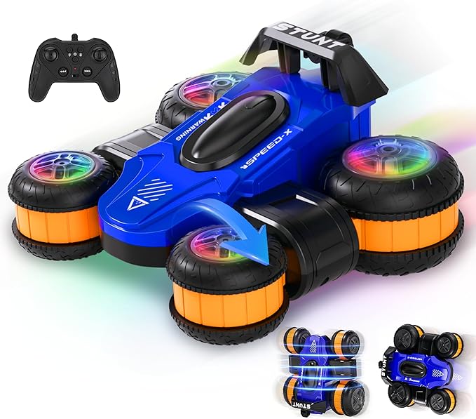 High Speed Remote Control Drift Car for Kids 360 Degree Rotating Deformation Stunt RC Cars for Boys and Girls Ages 3-16 4WD Drift RC Stunt Car with Light for Christmas Birthday Party Gifts (Blue)