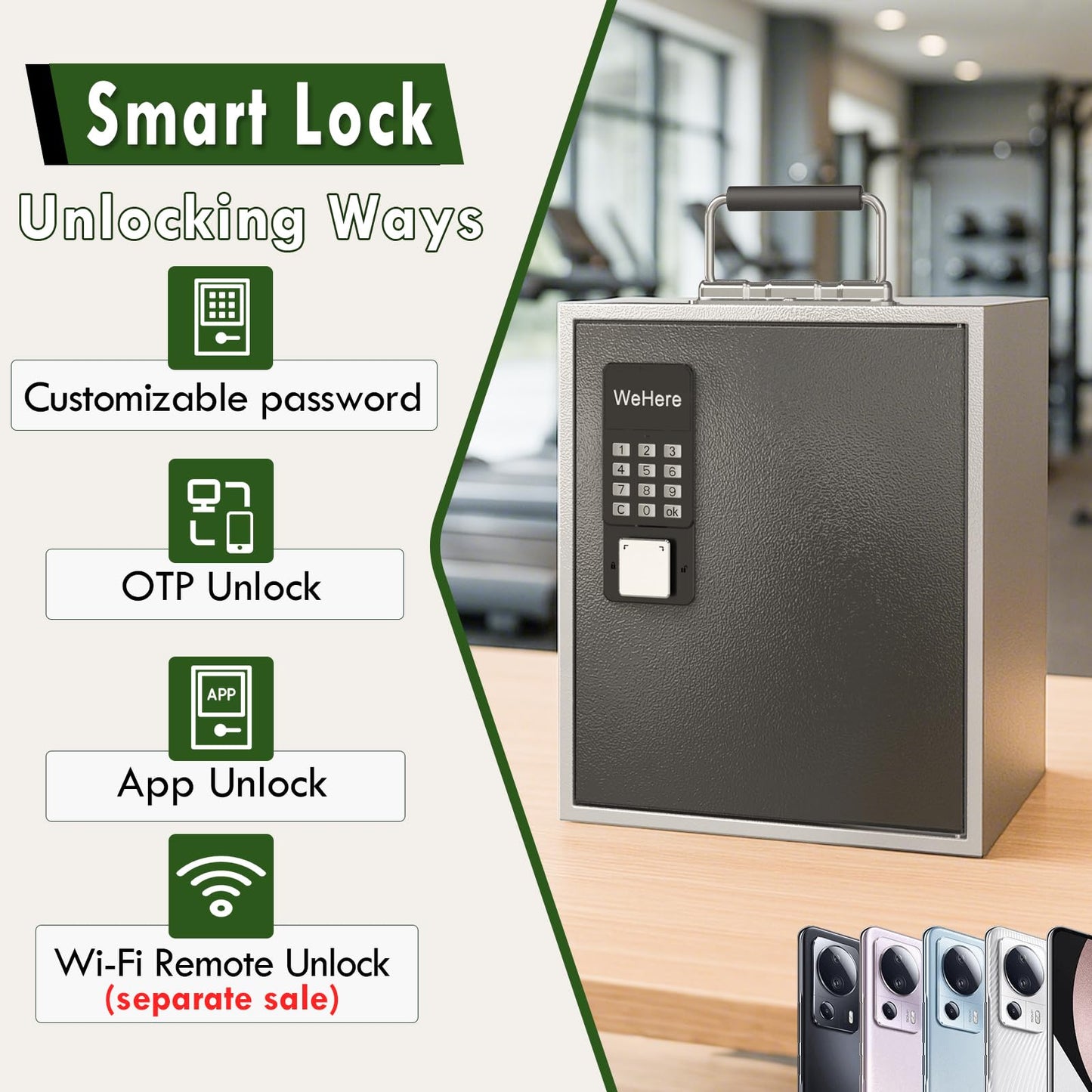 DiDHere 36 Slots Cell Phone Locker with Smart Lock, Portable Phone Storage Locker Box for Classroom School,Storage Phone