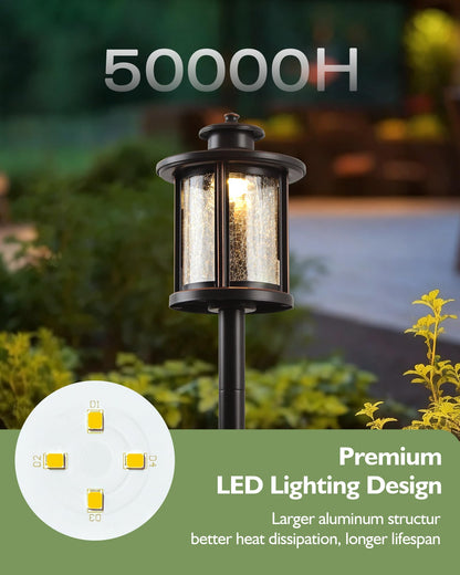 LITFIT Low Voltage Landscape Lighting, 12V 3.4W 155LM 3000K Wired Path Light, Outdoor Waterproof Electric Garden Light, Aluminum Yard Light, 50000H Integrated LED, Crackled Shade, ORB Finish, 4 Pack