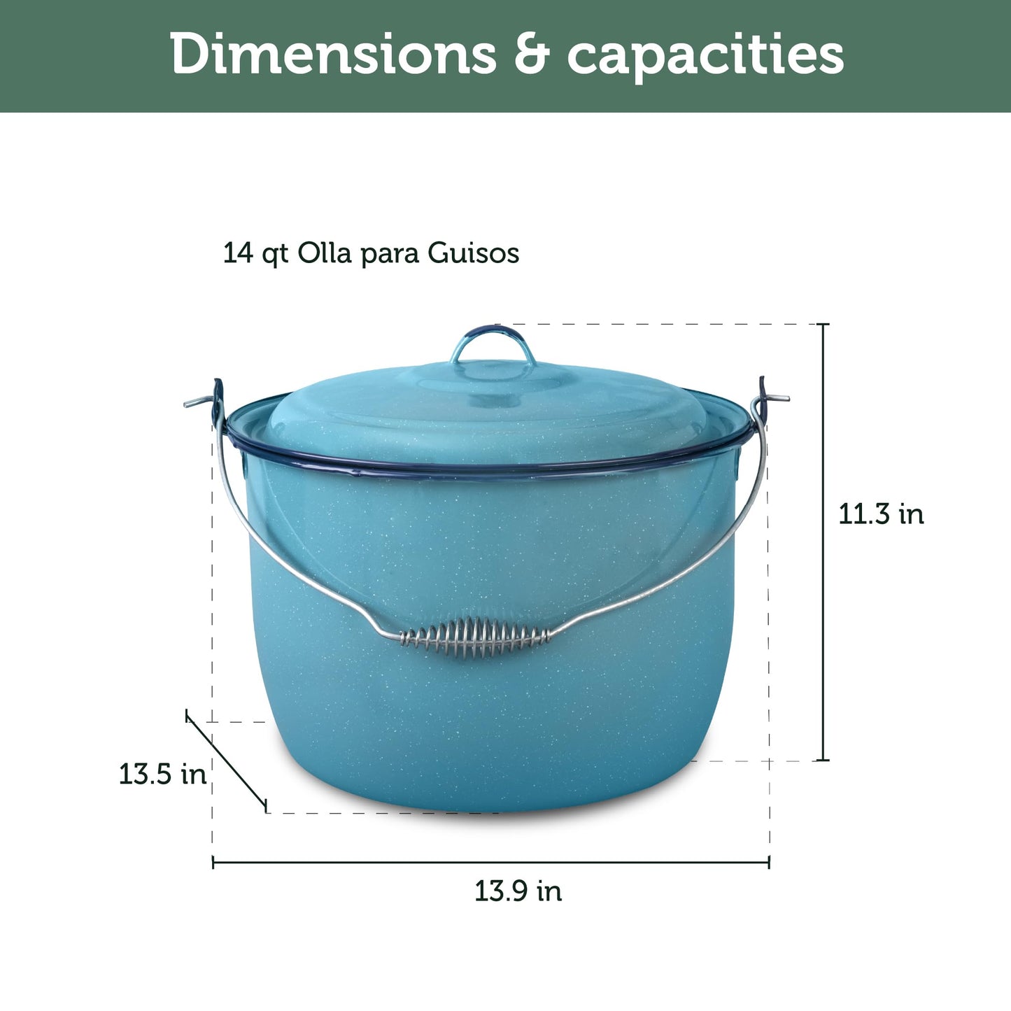 Cinsa 8-Piece Enameled Steel Stock Pots (14 & 8 QT) with Lids, Turquoise Blue Cookware Set