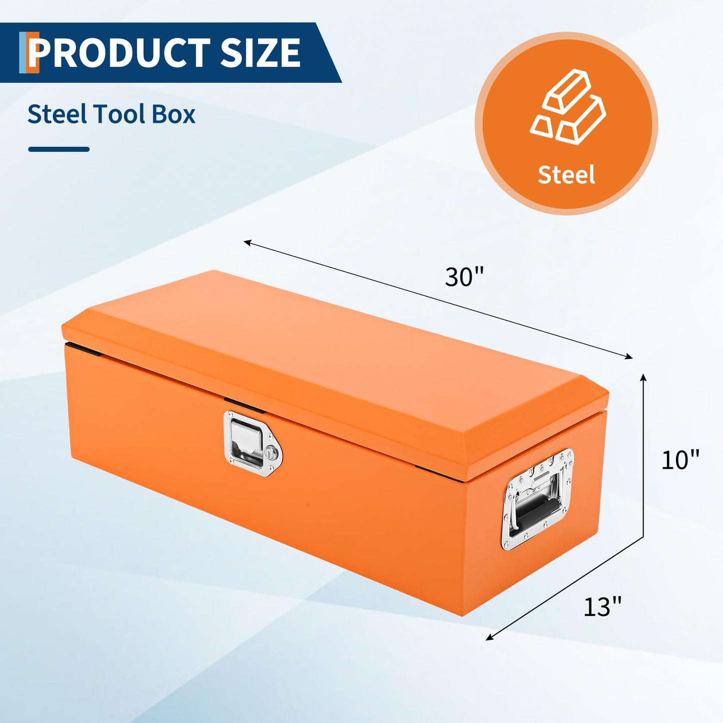 ExploreHorizon 30 Inch Heavy Duty Steel Truck Bed Tool Box Truck Car Outdoor Trailer Pickup Toolbox, RV Storage Organizer w/Lock & Keys