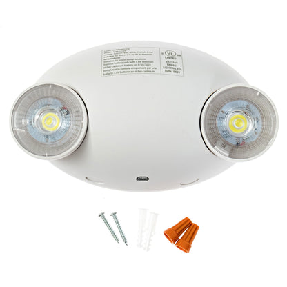 Ciata Lighting Round Head Emergency Wall Light with Battery Back-up, 120-277V, Two Head Adjustable Emergency Lighting Commercial, for Home in White Finish - 6 Pack