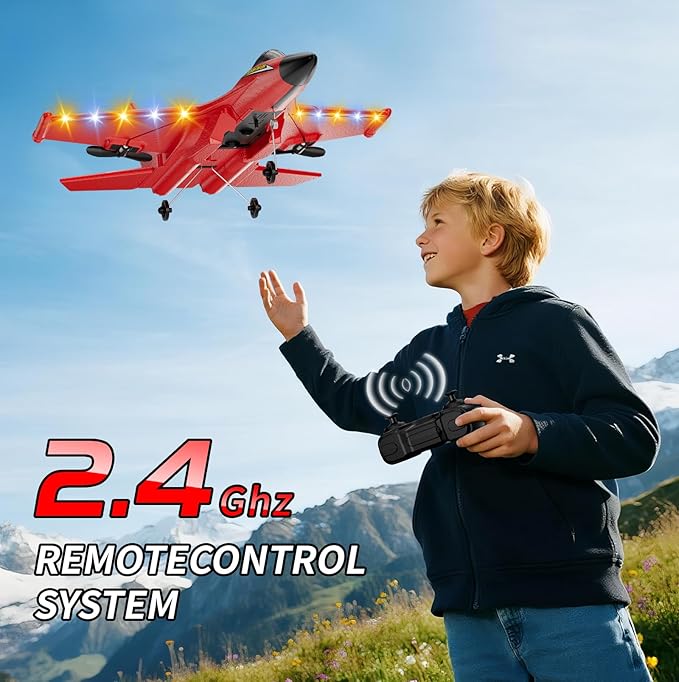 Foam RC Plane Toys with 3 Batteries Remote Control Airplane RC Jet Helicopter Drone Plane for Kids Adults Easy to Fly RC Fighter Remote Control Aircraft with Automatic Balance Gyro for Adult Kids