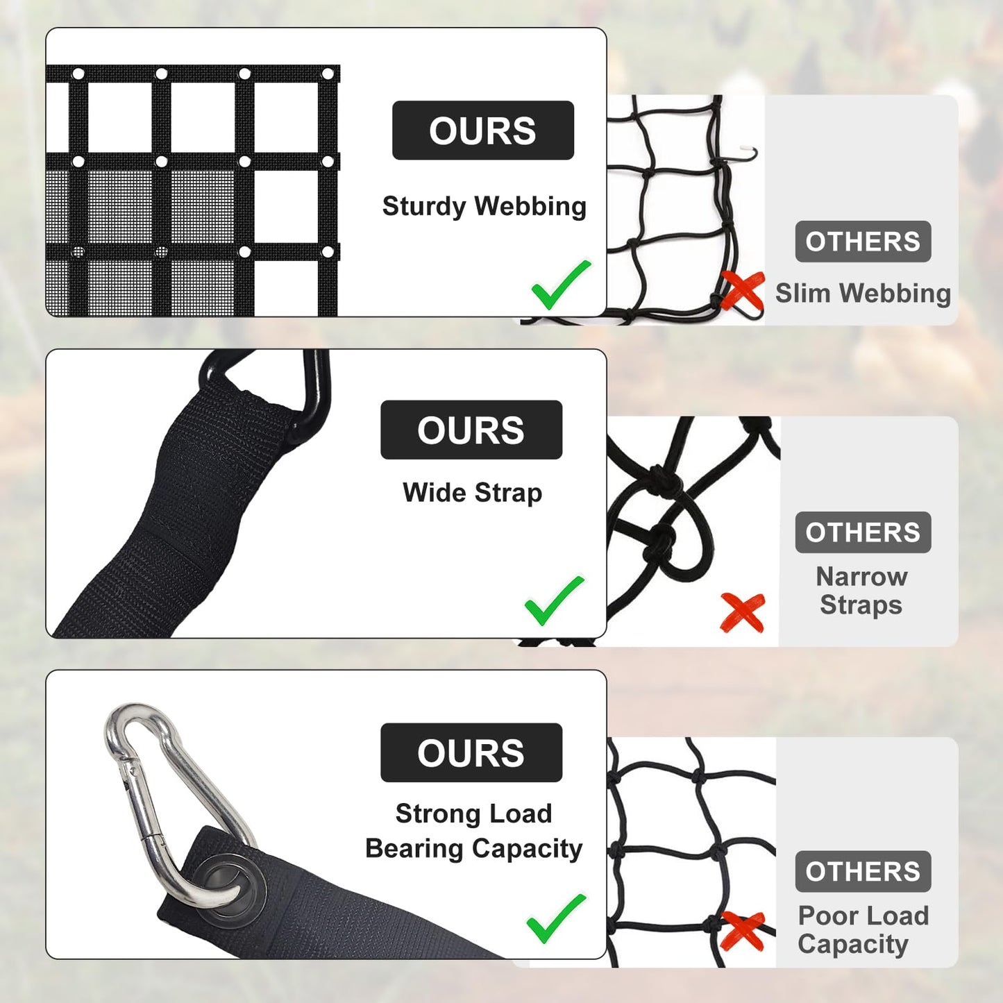 Ganggend 96” x 81“ Heavy Duty Cargo Net with Mesh, Truck Bed Net with J Hooks Accessories, 1500lbs Load Bearing Capacity, Truck Bed Cargo Net Organizer for Pickup Trucks (8' x 6.7')