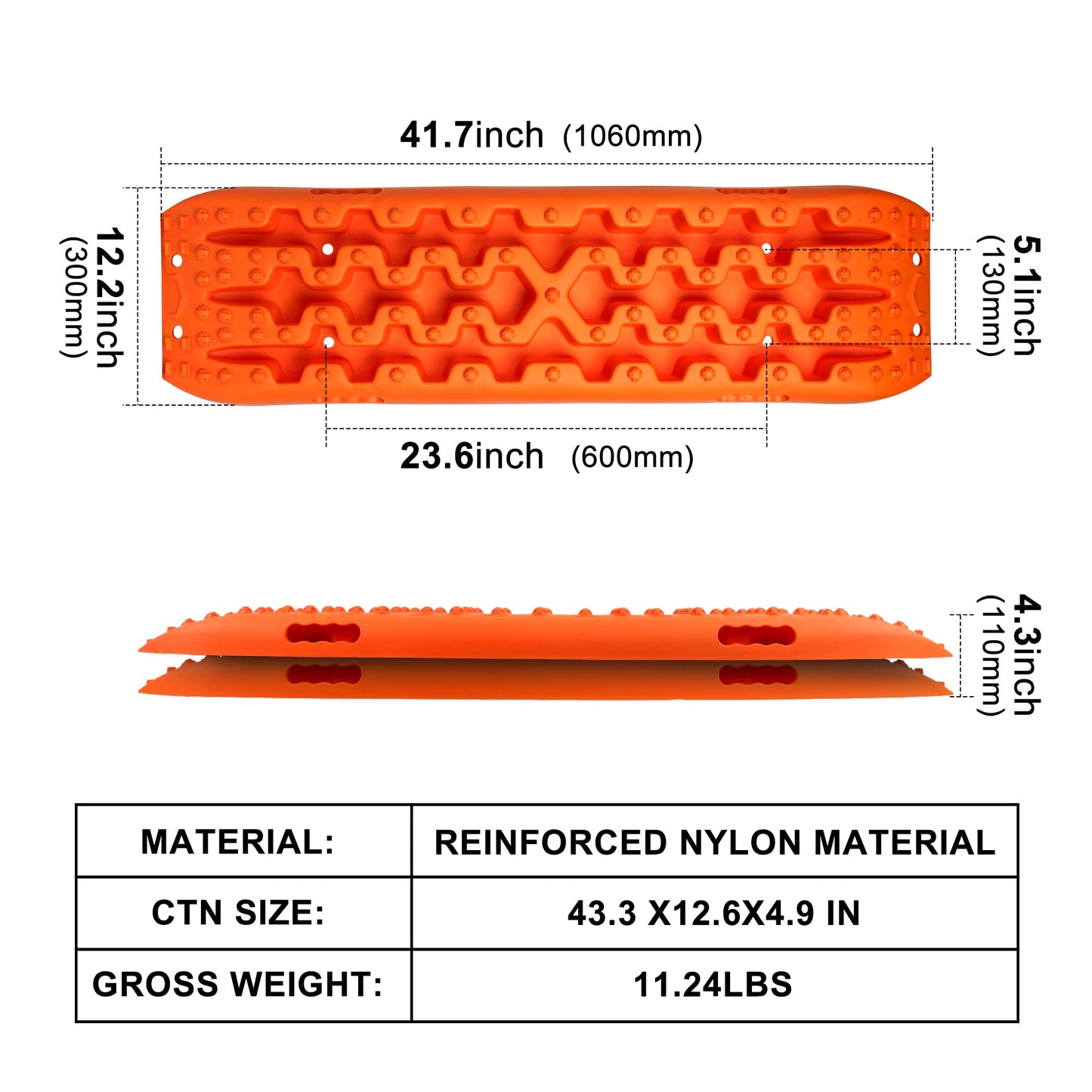 X-BULL New Recovery Traction Tracks Sand Mud Snow Track Tire Ladder 4WD (Orange, 3gen)