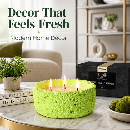 Viyffo 20oz Large Scented Candle - Sage & Bergamot, 3 Wick Non Toxic Soy Candles for Women & Men, Matte Green Ceramic Jar, Luxury Home Fragrance, Elegant Room Decor & Premium Gift