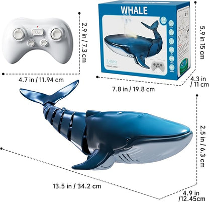 Remote Control Whale Shark Toys for Boys Kids 1:18 Scale High Simulation Shark for Pool 2.4Ghz Electric RC Shark Boat Fish Toys with Light &amp Spray Toy Shark Gifts for 6 7 8 9 Year olds Kid Boy
