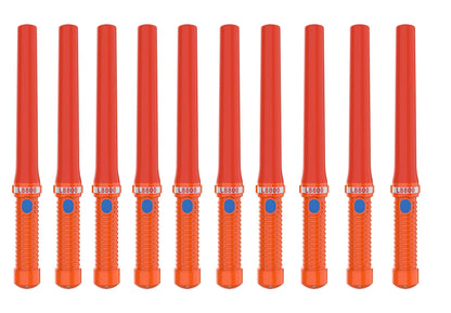 ITENGHUA 16 inch LED Traffic Control Batons, Signal Traffic Wand with 2pc C Dry-Cell Batteries(Not Include), Safety Air Marshaling Wand for Parking, Airport and Road Traffic Contol, Orange 10PCS