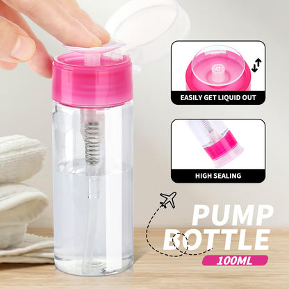 FANDAMEI Nail Polish Gel Remover Tools Kit with Nail Clips, 100ml Nail Polish Remover Bottle, 500 Nail Remover Cotton Pad, Nail Brush, Cuticle Pusher/Peeler, 100/180 Nail File,Buffer Block