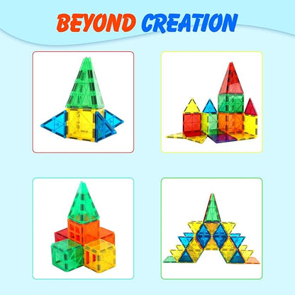 Gemmicc Magnetic Tiles Magnet Toys Building Blocks for Kids STEM Approved Educational ToysMagnet Puzzles Stacking Blocks for Boys Girls72 PCS Advanced Set