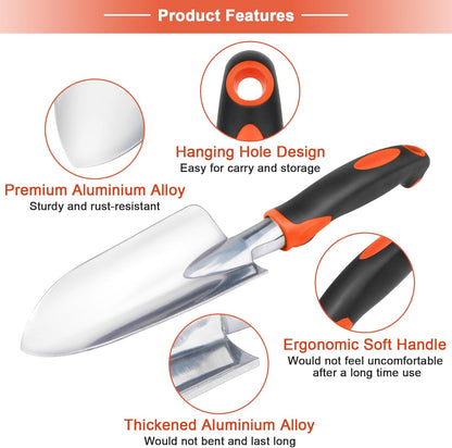 Regine Switzerland Garden Hand Trowel - Heavy Duty Ergonomic Shovel for Easy Digging | Rust Resistant, Orange