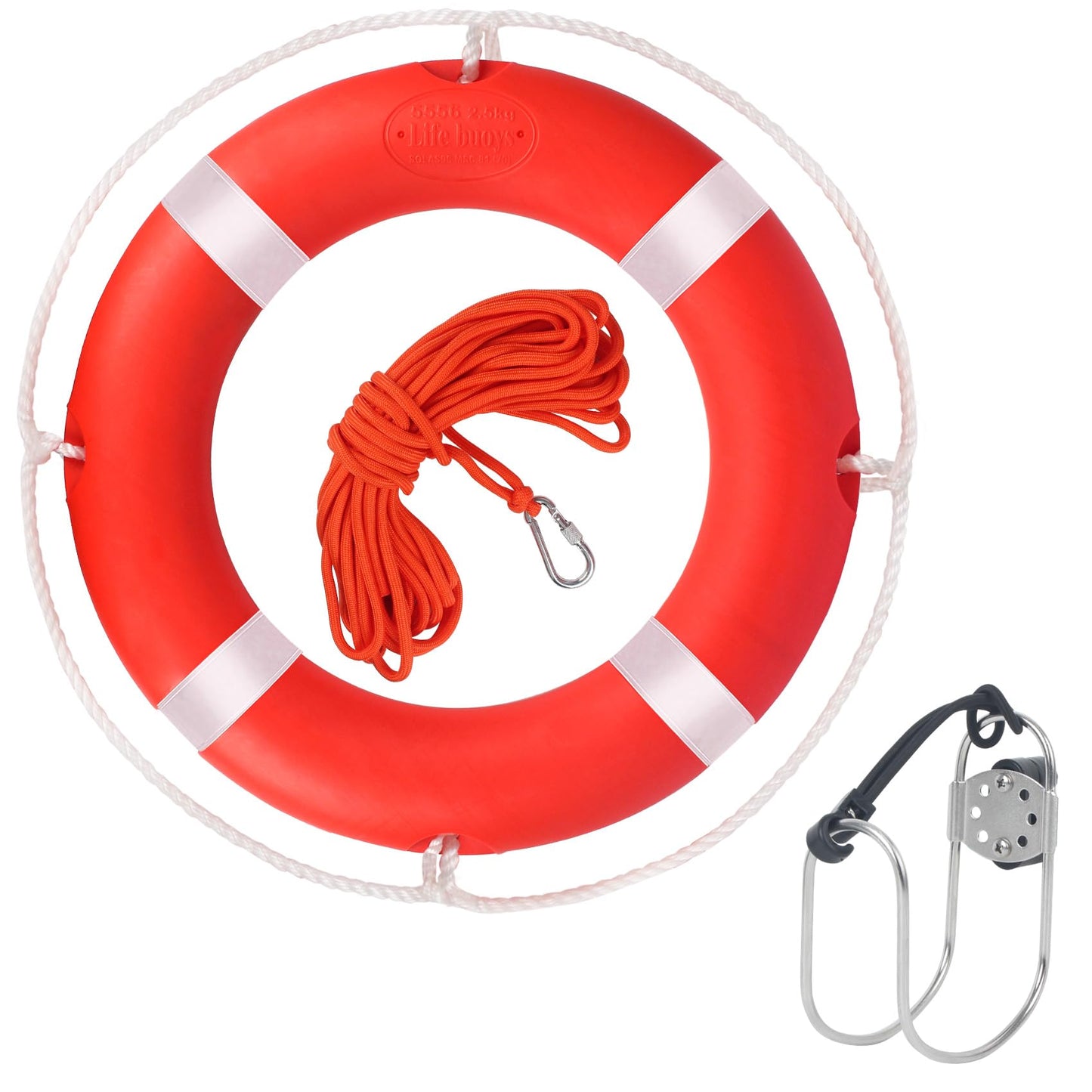 Life Ring,28" Boat Safety Throw Rings,Life Buoy with Reflective Tape & Grab Lines,Orange Life Preserver Rings Saving Ring,Include Water Floating Life Saving Rope and Horseshoe Bracket