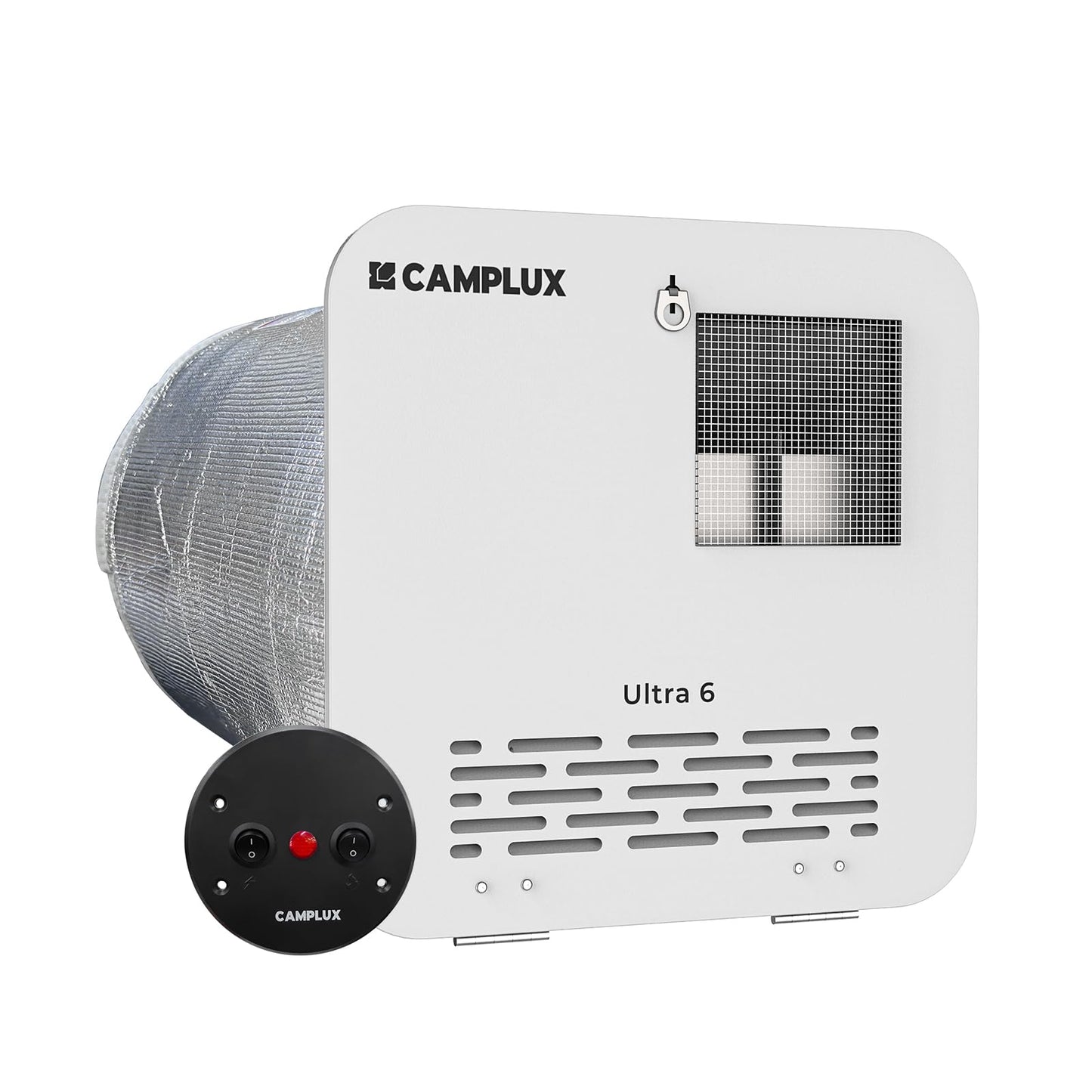 CAMPLUX 6 Gallon RV Water Heater, Gas/Electric/Hybrid, 12,000 BTU, 1440W, Porcelain-Lined Tank with Anode Rod, DSI Ignition, Compatible with Suburban & Dometic, White