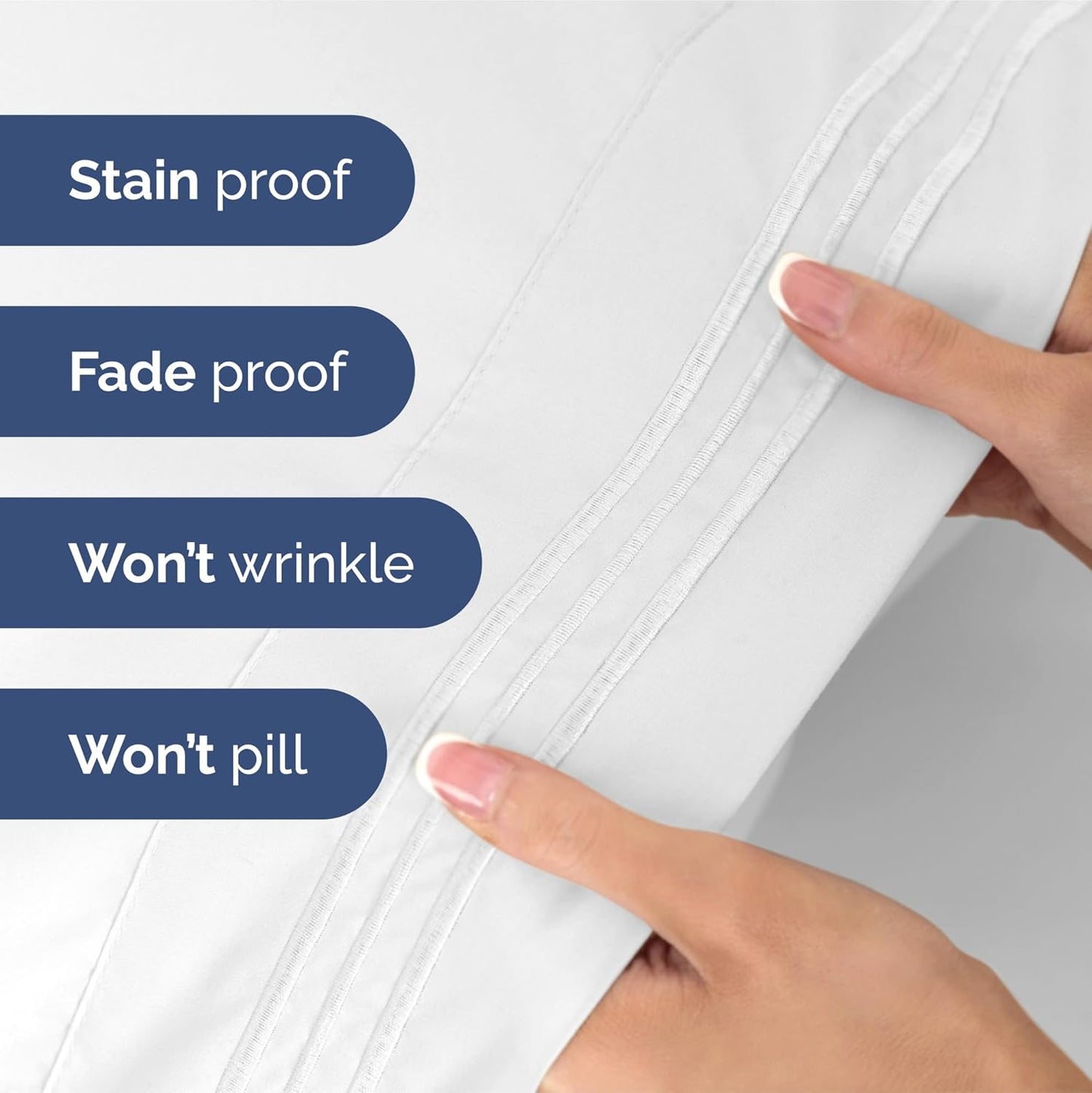 King Size 4 Piece Sheet Set - Ultra Soft Cooling Bed Sheets | Fits 8-16 Inch Mattresses - Wrinkle-Free, Fade-Resistant Bright White