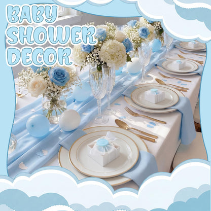 MTLEE 24 Pcs Baby Shower Candle Party Favors for Guests Blue Footprints Scented Candles with Bow Gift Box Ribbon Cute Feet Shaped Return Gifts Keepsakes for Baby Shower Gender Reveal Party Supplies
