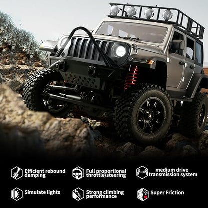 GoolRC 1:12 Scale 4 Wheel Drive Remote Control Car Off-Road Truck with Lights 2.4G Remote Control Crawler