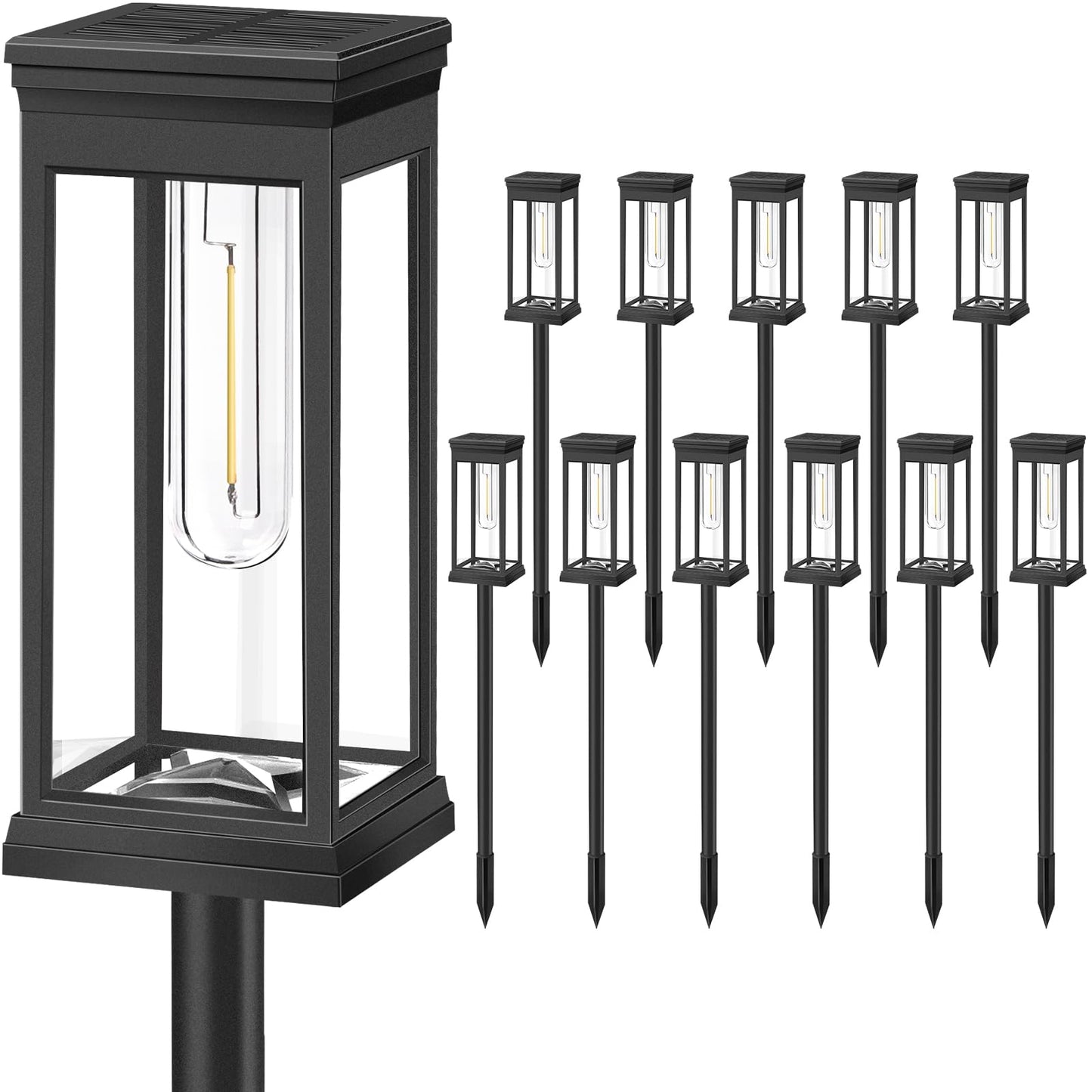 BesLowe Upgraded Solar Pathway Lights Outdoor, 12-Pack Large LED Solar Light Outdoor Waterproof, Super Bright Outside Lights for Yard, Sun-Powered Landscape Lighting for Garden Walkway, Warm White