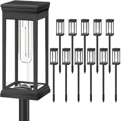 BesLowe Upgraded Solar Pathway Lights Outdoor, 12-Pack Large LED Solar Light Outdoor Waterproof, Super Bright Outside Lights for Yard, Sun-Powered Landscape Lighting for Garden Walkway, Warm White