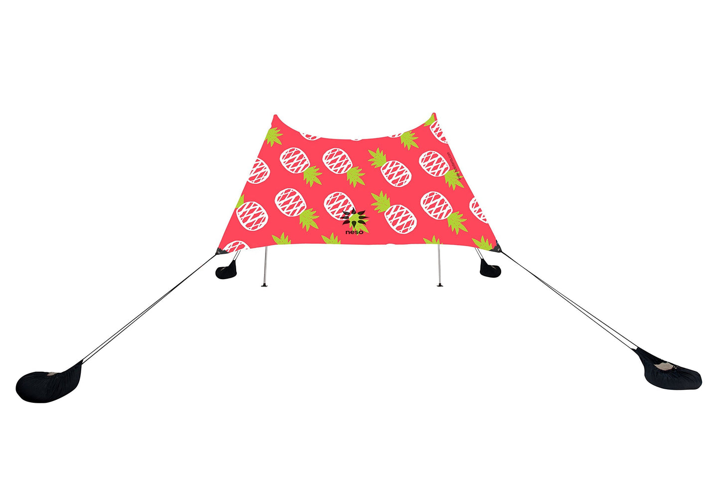 Neso Portable Beach Tent Sun Shelter with Sand Anchor - Lightweight Beach Shade Canopy - Easy Setup for Family Outings - Patented Reinforced Corners - UPF 50+ - 7 x 7ft - Pineapples