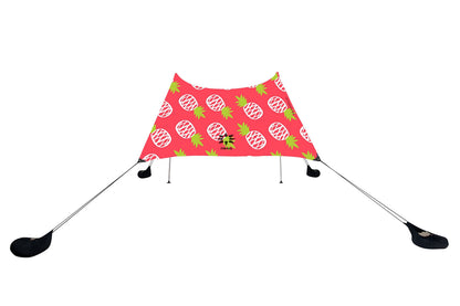 Neso Portable Beach Tent Sun Shelter with Sand Anchor - Lightweight Beach Shade Canopy - Easy Setup for Family Outings - Patented Reinforced Corners - UPF 50+ - 7 x 7ft - Pineapples