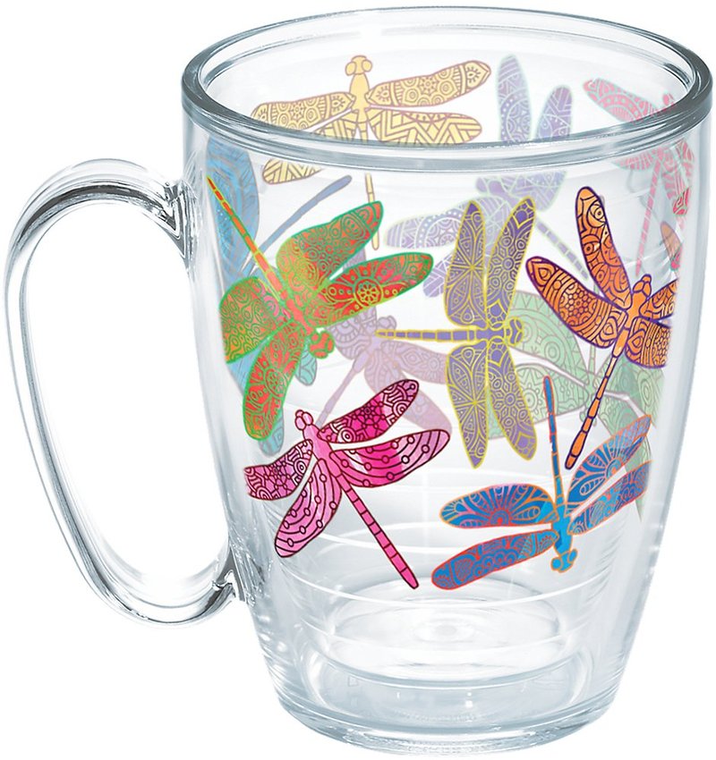 Tervis Made in USA Double Walled Dragonfly Mandala Insulated Tumbler Cup Keeps Drinks Cold & Hot, 16oz Mug Unlidded, Classic