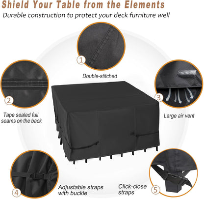 NettyPro Patio Table Cover - Waterproof Square 54 x 54 Inch Outdoor Furniture Protector | Black