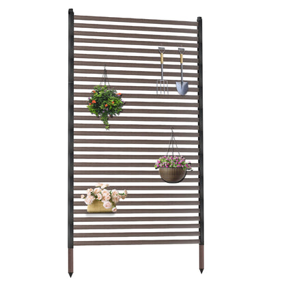Outdoor 3FT x 6FT Metal Privacy Screen, Privacy Fence Panels for Outside, Decorative Room Divider, Tall Fence Sticks for Backyard Patio Garden, Brown