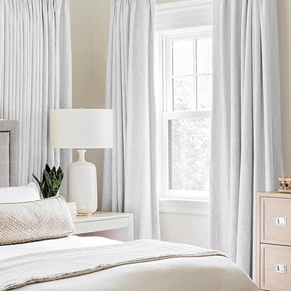 MIULEE Blackout Curtains - 100% Thermal Insulated Linen Texture Drapes | Grayish White, 52x96 Inch (2 Panels)