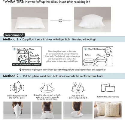 MIULEE Throw Pillow Inserts - Pack of 4, 16x16 Inch, 100% Virgin Fiber Filling for Bed & Couch