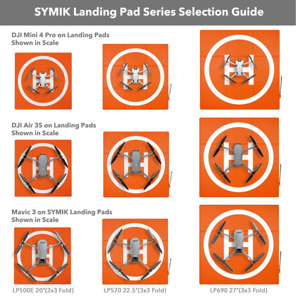 SYMIK LP500 Drone Landing Pad 20 inch (50cm) Double-Sided Waterproof (2x3 fold) Fast-Fold Helipad Weighted Drone Launch Pad for DJI Mavic 4 Pro / Flip / Neo / Mini 4k / Mini 4 Pro / Mini 3 / Air 3S / Avata 2 / Mavic 3 Pro