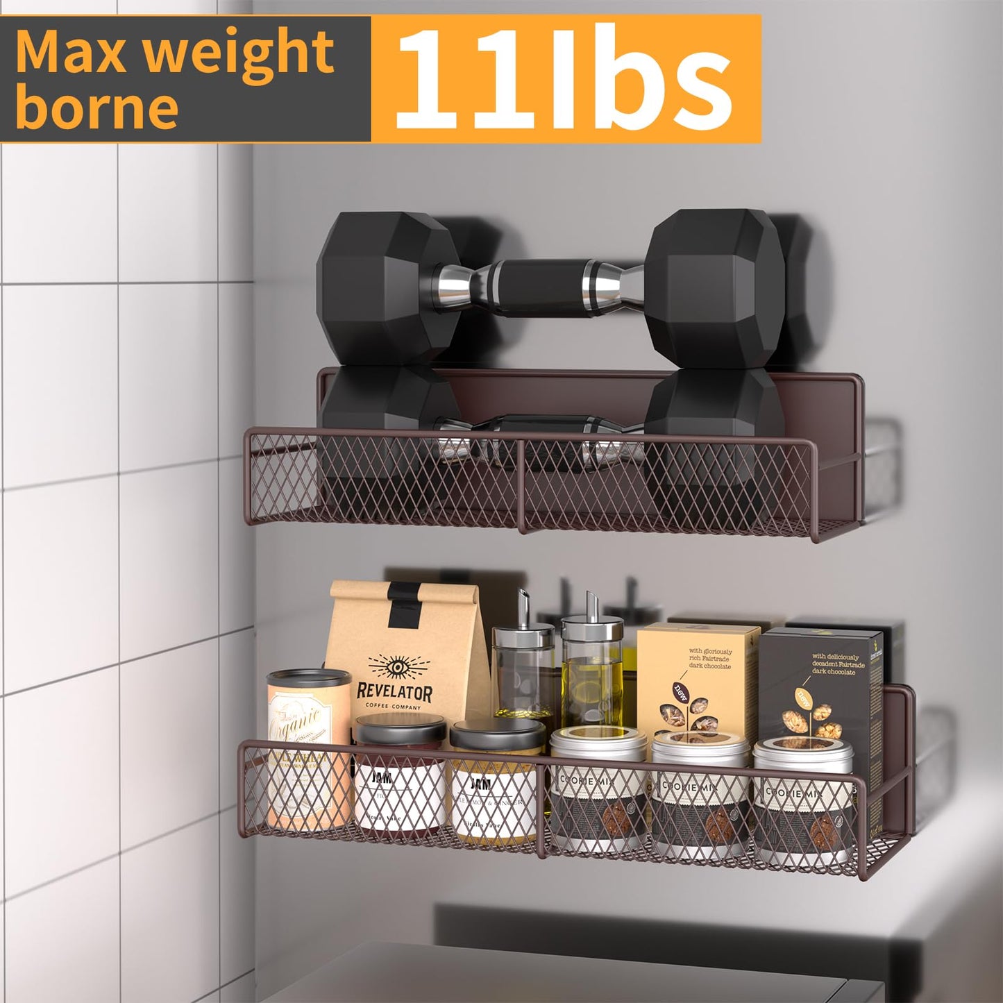 Magnetic Spice Rack for Refrigerator, 6 Pack 100% Metal Strong Magnet Shelf, Space Saving Spice Organizer, Home Kitchen Laundry Room Storage Organization W/ Paper Towel Holder, Utensils Racks (Grey)