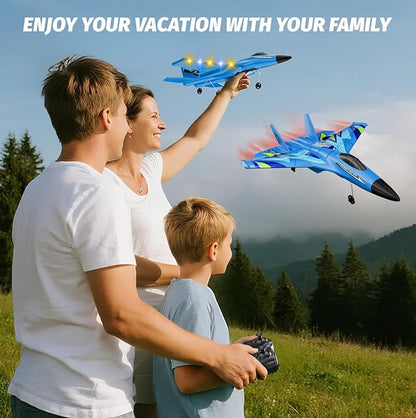 Foam RC Plane with 3 Batteries Remote Control Airplane RC Jet Helicopter Plane for Kids Adults Beginner Easy to Fly RC Fighter Remote Control Aircraft with Automatic Balance Gyro for Adult Kids