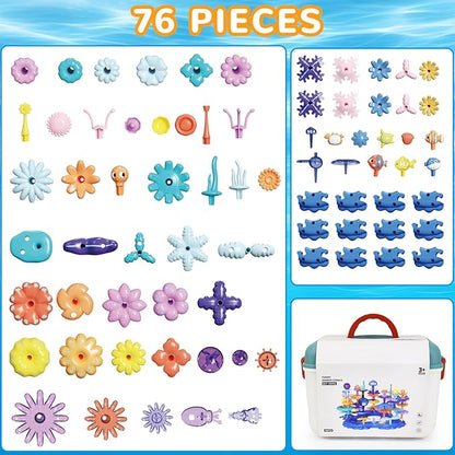 Coral Garden Flower Building Toys for for Toddlers 3-5 Year OldUpgrade DIY Building Blocks Toys for Ages 2-4 GirlsEducational STEM Christmas Birthday Gift for Kids(76PCS)