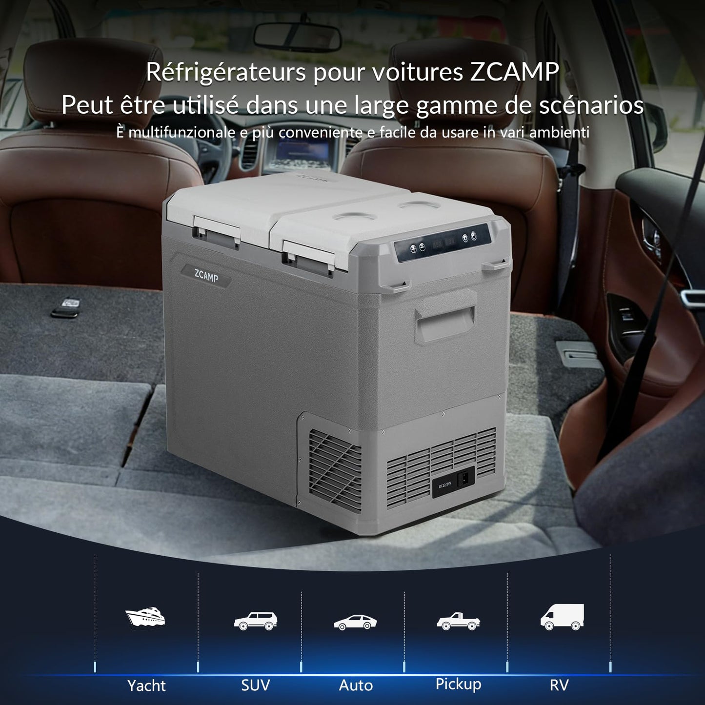 zcamp GES55 Portable Freezer,Dual Zone 12 Volt Car Refrigerator,43QT(41L) 12v cooler Fast Cooling Fridge, with 12/24V DC 100-240V AC for Camping, Outdoor, Travel, RV, Truck
