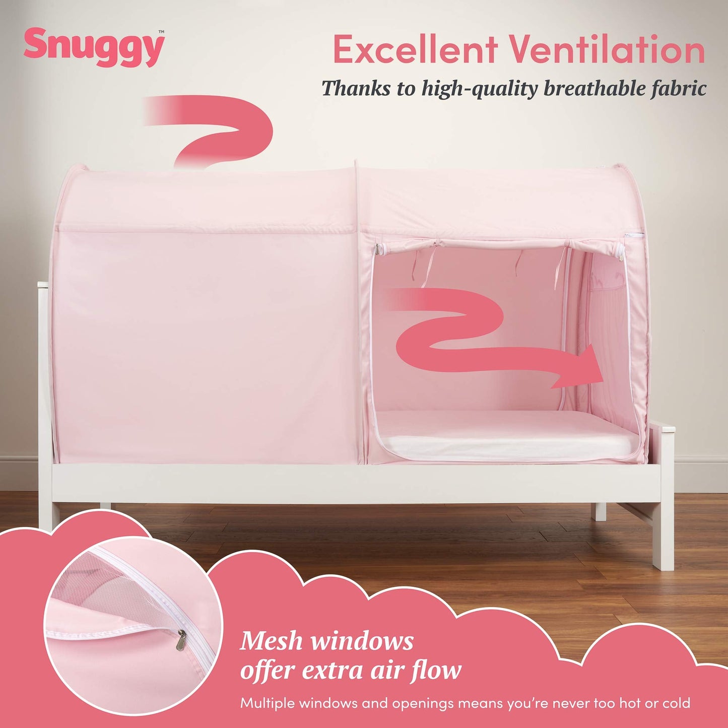 Snuggy Pod Bed Canopy – Pink (Twin Size) | Pop-Up Bed Tent | Sensory-Friendly Indoor Sleep Pod with Privacy & Light Blocking | Lightweight, Breathable & Foldable Design | Carry Bag Included