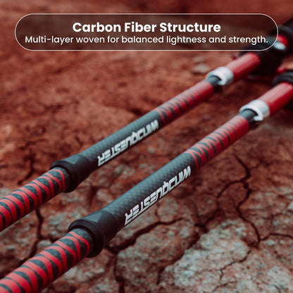 WindQuester Ultralight Carbon Fiber Trekking Poles – 198g Adjustable Folding Hiking Poles for Backpacking (110–130cm), Thru-Hiking, Trail Running – Strider Z Compact Collapsible Hiking Pole