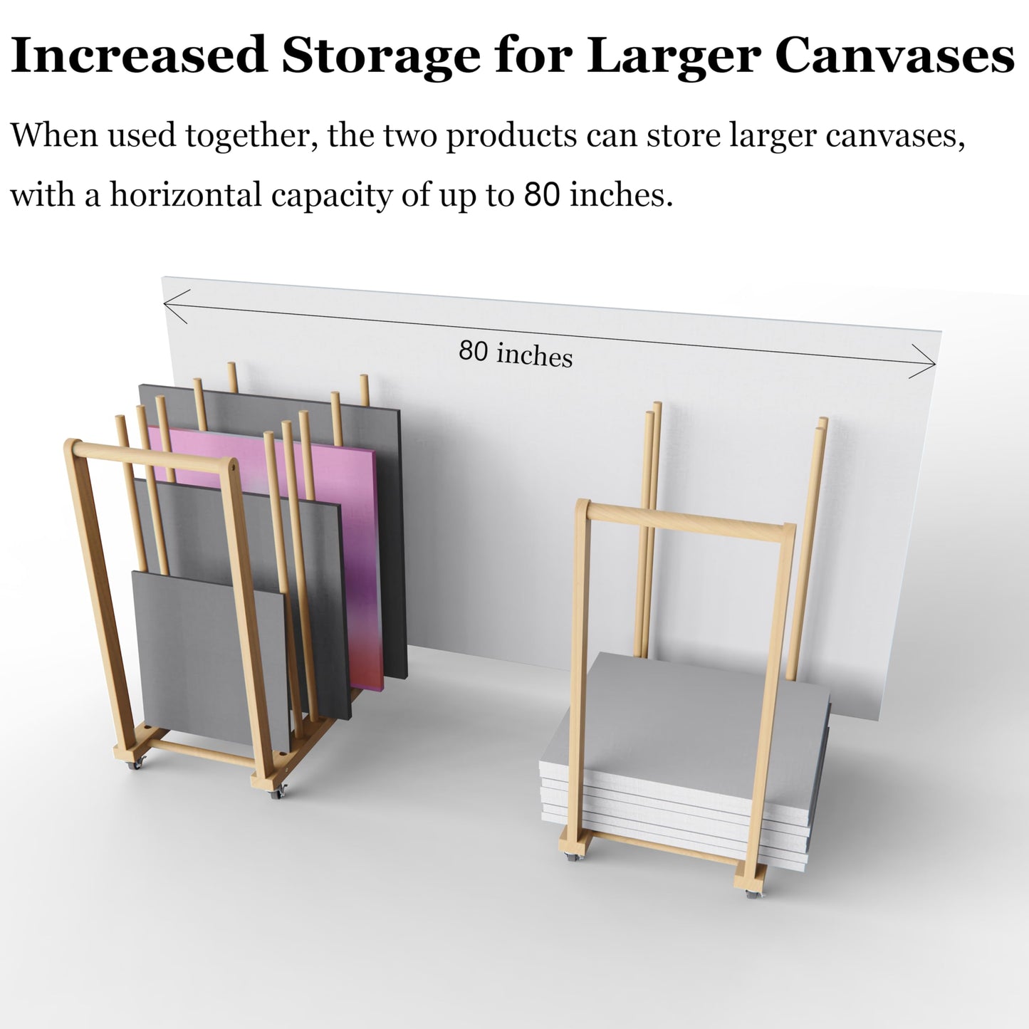UNZERO Art Storage and Transport Cart with Dowels - Art Drying Rack with Wheels, Handle, and Adjustable Dividers