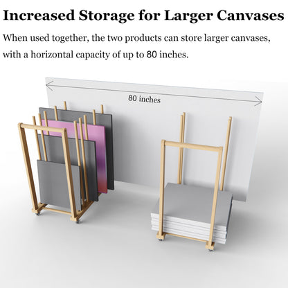 UNZERO Art Storage and Transport Cart with Dowels - Art Drying Rack with Wheels, Handle, and Adjustable Dividers