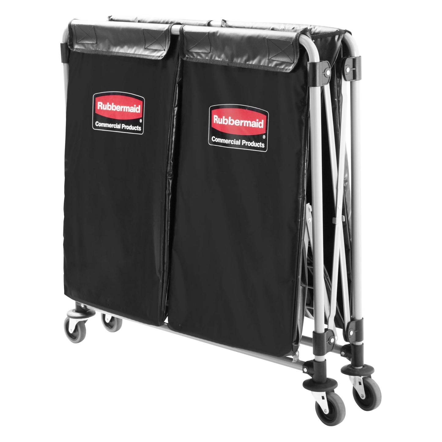 Rubbermaid Commercial Products Collapsible X Cart, Black Multistream, Steel Industrial Laundry/Trash Cart with Wheels for Hotels/Hospitals/Nursing Homes/Offices