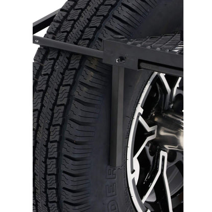 Tire Table Medium Steel Camping Table fits Tires Up to 40" | 50 Pound Capacity | Black Powder-Coated Finish | No Tool or Hitch Required | 23.5" x 27" x 1.5"