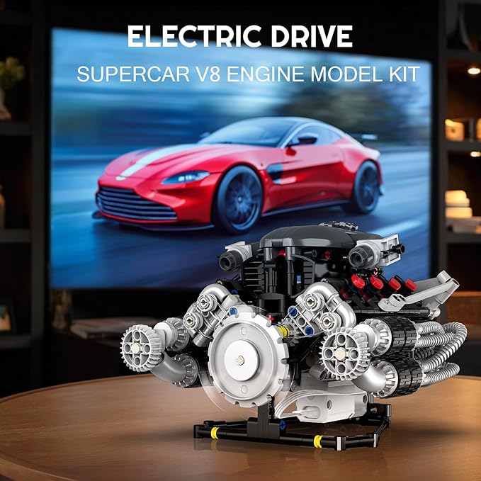 V8 Engine Model Kit That Works APP Controlled Engines Building Block Set for Adults Physical Science Experiment Models Best STEM Toy Gifts for Adult (689 Pcs)