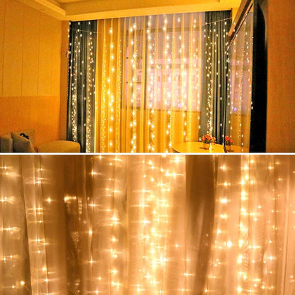 LED String Light 300 LED Lights 8 Modes Control Decoration USB Powered Waterproof Lights for Curtain Christmas Bedroom Party Wedding Home (9.8ft X 9.8ft ,White)