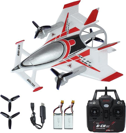 QIDI 570 RC Airplane 2.4Gh 6CH RC Glider Fixed Wing Aircraft 3 Flight Models Brushless RC Helicopters Vertical Takeoff RC Glider (Red)