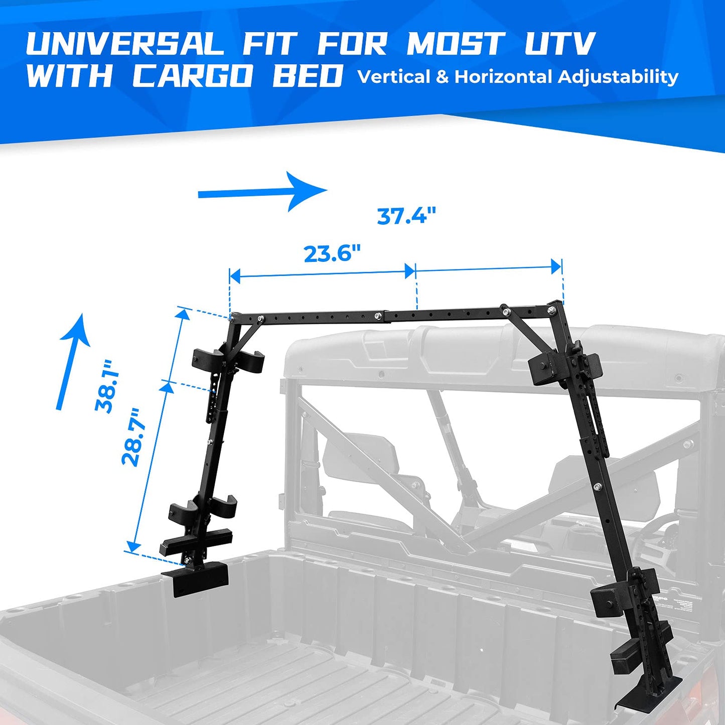 KEMIMOTO UTV Hunting Tool Holders Sporting Clays, UTV Tool Holder Rack Universal 4 Tools Rack with Rubber Snubbers Compatible with Polaris Ranger General Golf Cart