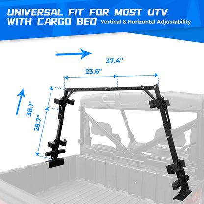 KEMIMOTO UTV Hunting Tool Holders Sporting Clays, UTV Tool Holder Rack Universal 4 Tools Rack with Rubber Snubbers Compatible with Polaris Ranger General Golf Cart