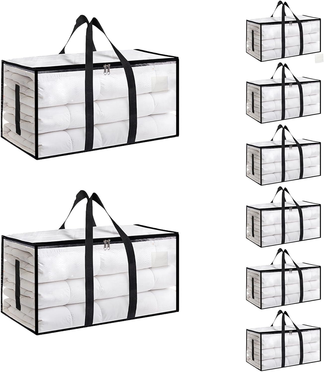 Skiennix Extra Large Heavy Duty Moving Bags - Waterproof Storage Totes with Handles & Zippers | 8 Pack, Foldable for College Dorms