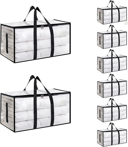 Skiennix Extra Large Heavy Duty Moving Bags - Waterproof Storage Totes with Handles & Zippers | 8 Pack, Foldable for College Dorms