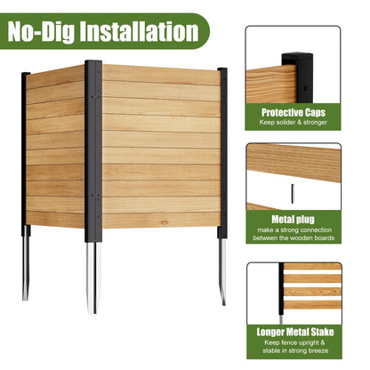 Outdoor Privacy Fence 2P-38''W x 42''H Wood Fence Privacy Screen No Dig Fence Panels, Fencing for Garden Patio Pool Equipment Enclosure Trash Bin Air Conditioner, Privacy Fence Panels Horizontal