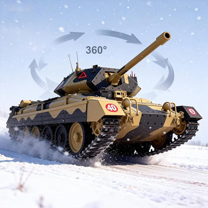 Crusader Mk VI Remote Control Tank 1/16 GB Tank War RC Military Vehicle Simulation Smoke Barrel Lifting/Barrel Expansion/Turret Rotation 360 Degrees/Dual Flow Gearbox/NOT Shooting Camouflage